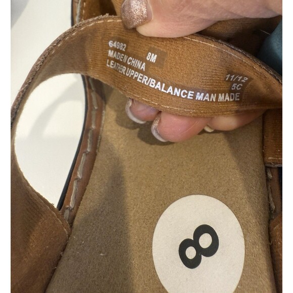 Clarks Bendables Slip On Two Tone Brown Blue Leather Slide Comfort Sandals 8 New - Picture 6 of 7